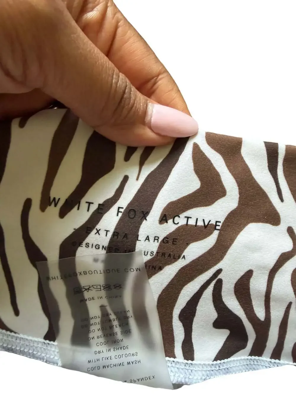 White Fox Active Zebra Print Sports Bra and Bike Shorts Matching Set XL